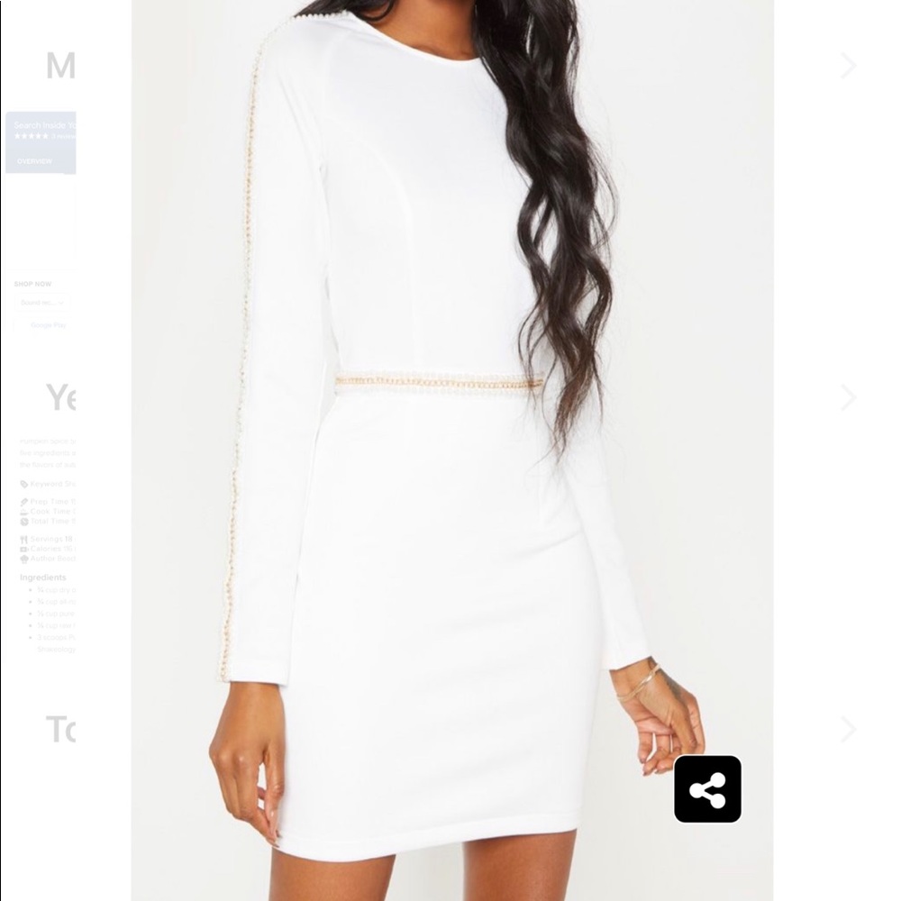 Pretty Little Thing white long sleeve mini dress